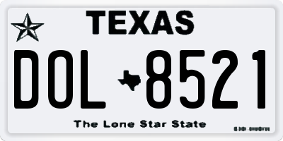 TX license plate DOL8521