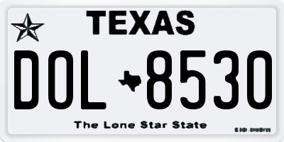 TX license plate DOL8530