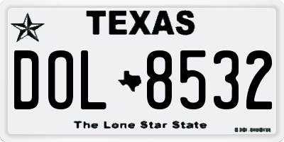 TX license plate DOL8532