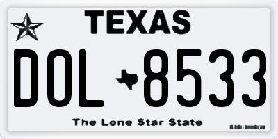 TX license plate DOL8533