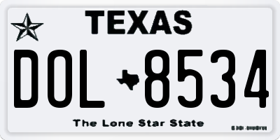TX license plate DOL8534