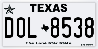 TX license plate DOL8538