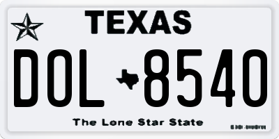 TX license plate DOL8540