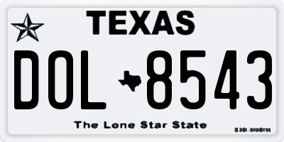 TX license plate DOL8543