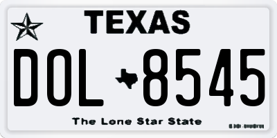 TX license plate DOL8545