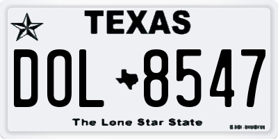 TX license plate DOL8547