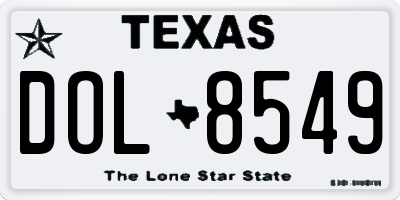 TX license plate DOL8549