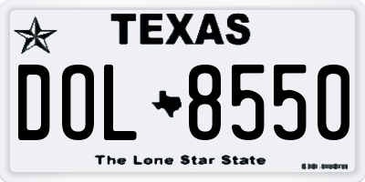 TX license plate DOL8550