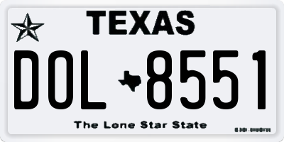 TX license plate DOL8551