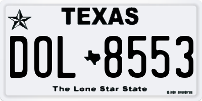 TX license plate DOL8553