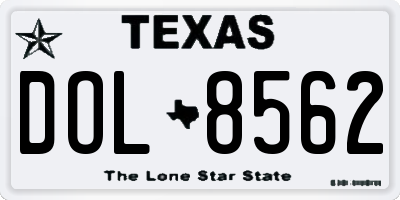 TX license plate DOL8562