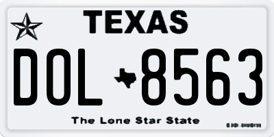 TX license plate DOL8563