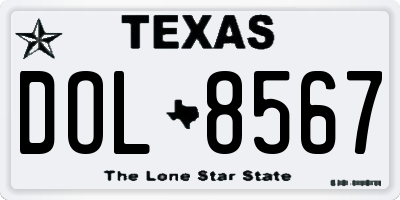 TX license plate DOL8567