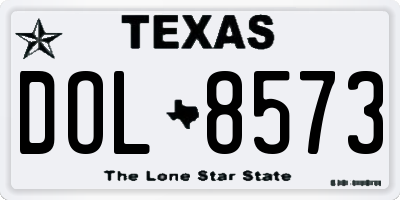 TX license plate DOL8573