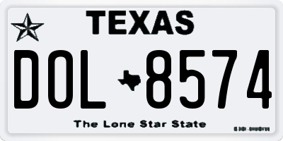 TX license plate DOL8574