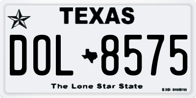 TX license plate DOL8575