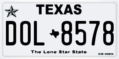 TX license plate DOL8578