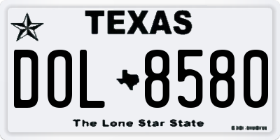 TX license plate DOL8580