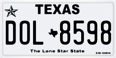 TX license plate DOL8598