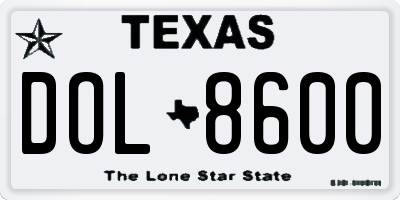 TX license plate DOL8600