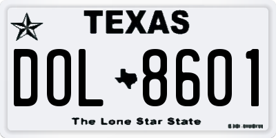TX license plate DOL8601