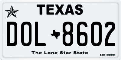 TX license plate DOL8602