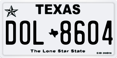 TX license plate DOL8604