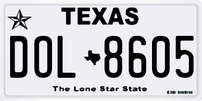 TX license plate DOL8605