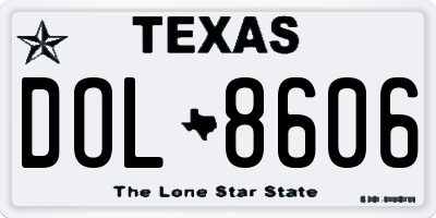 TX license plate DOL8606