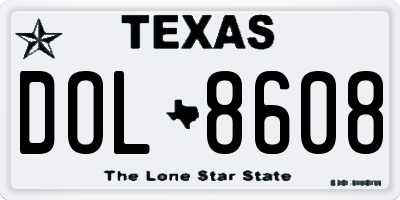 TX license plate DOL8608