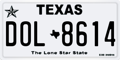 TX license plate DOL8614