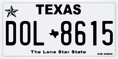 TX license plate DOL8615