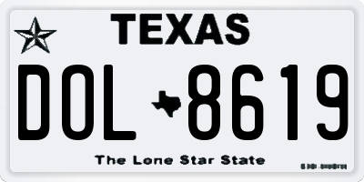 TX license plate DOL8619