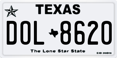 TX license plate DOL8620