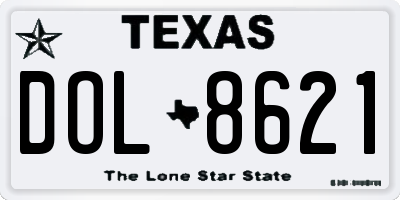 TX license plate DOL8621