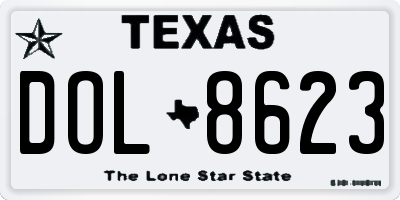 TX license plate DOL8623