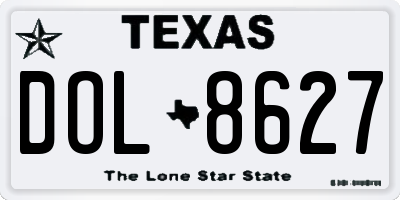 TX license plate DOL8627