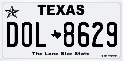 TX license plate DOL8629