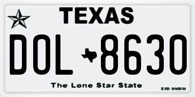 TX license plate DOL8630