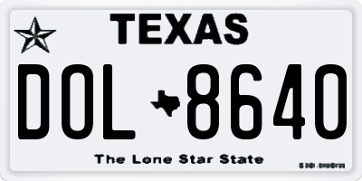 TX license plate DOL8640