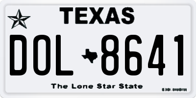 TX license plate DOL8641
