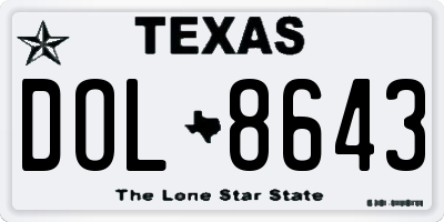 TX license plate DOL8643