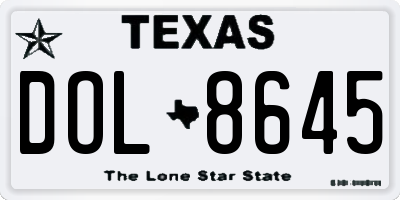 TX license plate DOL8645