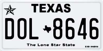 TX license plate DOL8646