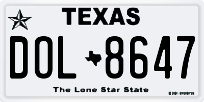 TX license plate DOL8647