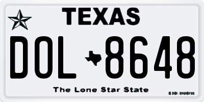 TX license plate DOL8648
