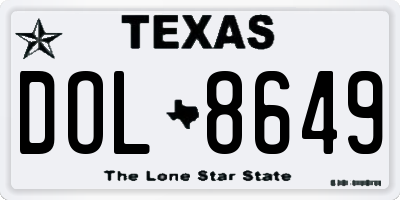 TX license plate DOL8649