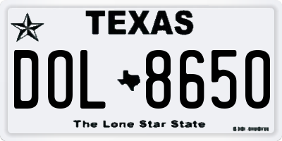 TX license plate DOL8650