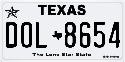 TX license plate DOL8654