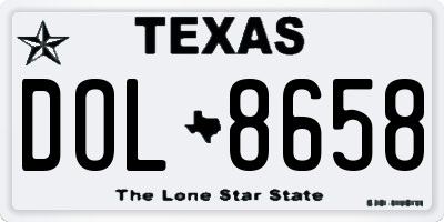 TX license plate DOL8658
